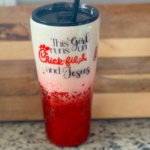 Glitter This Girl Runs on Chick-fil-A and Jesus 30oz Tumbler